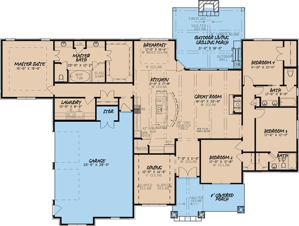 House Plan Design - European Floor Plan - Main Floor Plan #923-19