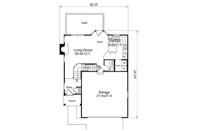 Home Plan - Floor Plan - Main Floor for Traditional House Plan #57-401 - 2 bed, 1.5 bath