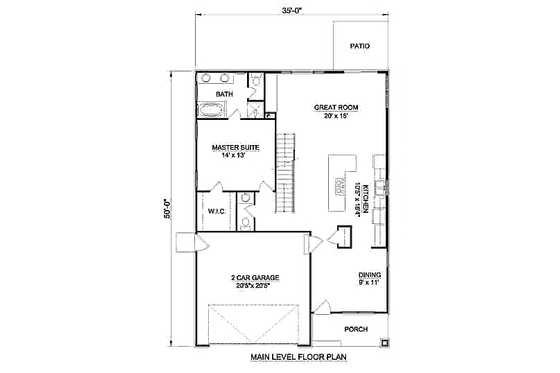 Floor Plan - Main Floor for Bungalow House Plan #116-254 - 4 bed, 2.5 bath