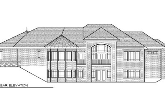 Exterior - Rear Elevation for European House Plan #70-1009 - 3 bed, 3.5 bath