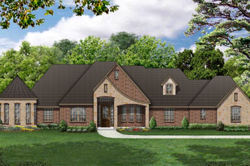 House Blueprint - European Exterior - Front Elevation Plan #84-491