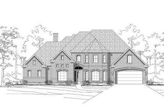 Exterior - Front Elevation for European House Plan #411-416 - 4 bed, 3.5 bath