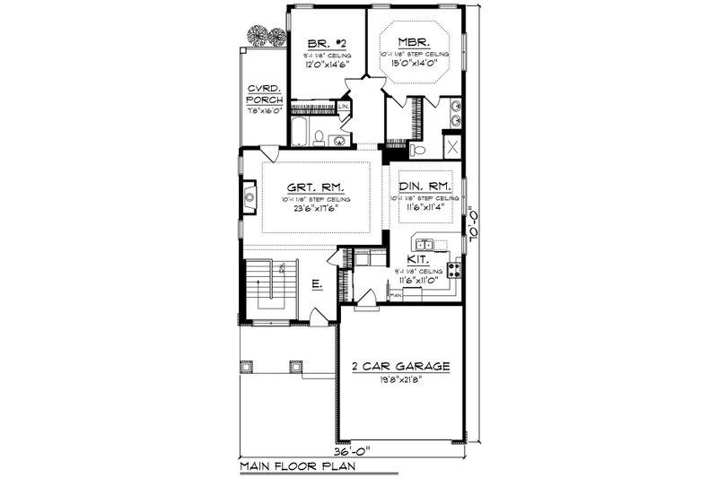 Architectural House Design - Floor Plan - Main Floor for Craftsman House Plan #70-1238 - 2 bed, 2 bath