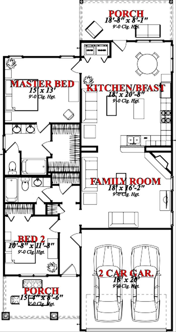 Architectural House Design - Bungalow Floor Plan - Main Floor Plan #63-250