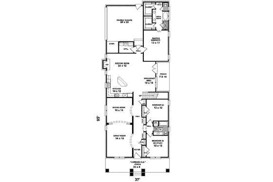Floor Plan - Main Floor for Colonial House Plan #81-442 - 3 bed, 3 bath