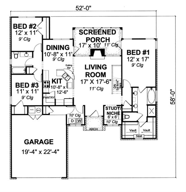 Dream House Plan - Traditional Floor Plan - Main Floor Plan #513-2047