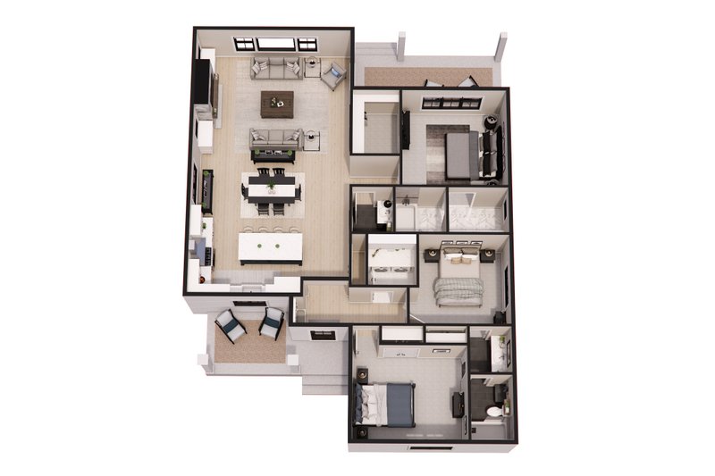 House Blueprint - Floor Plan - Main Floor 1 for Craftsman House Plan #51-1388 - 3 bed, 2.5 bath
