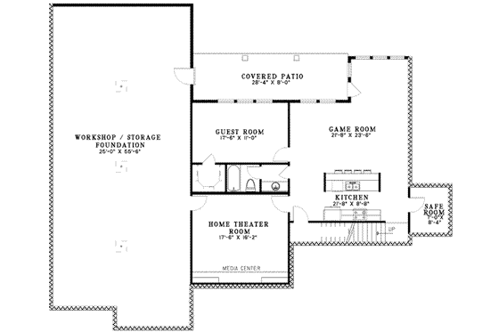 Floor Plan - Lower Floor for European House Plan #17-2266 - 4 bed, 3.5 bath