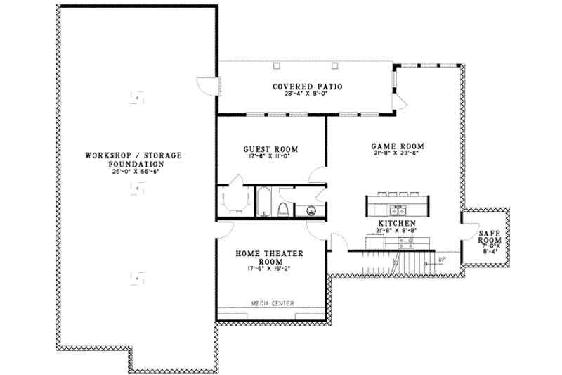 House Blueprint - Floor Plan - Lower Floor for European House Plan #17-2266 - 4 bed, 3.5 bath