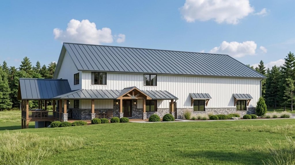Exterior - Front Elevation 2 for Barndominium House Plan #1064-263 - 3 bed, 2.5 bath