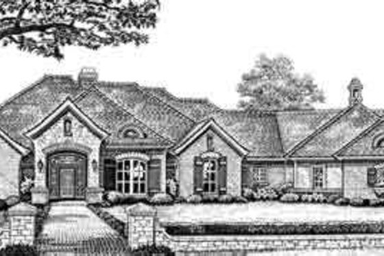 Exterior - Front Elevation for European House Plan #310-280 - 4 bed, 4 bath