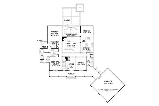 Floor Plan - Main Floor for Farmhouse House Plan #929-1116 - 3 bed, 3 bath