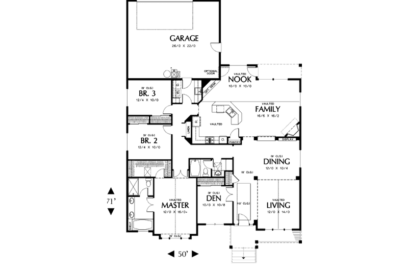 Home Plan - Floor Plan - Main Floor for Craftsman House Plan #48-291 - 3 bed, 2 bath