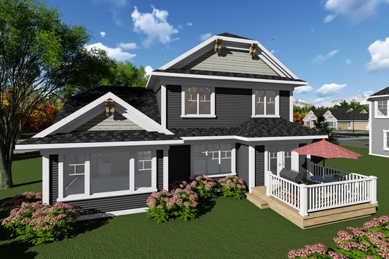 Exterior - Rear Elevation for Craftsman House Plan #70-1265 - 3 bed, 2.5 bath