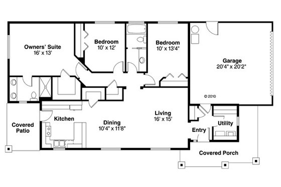 Floor Plan - Main Floor for Traditional House Plan #124-851 - 3 bed, 2 bath