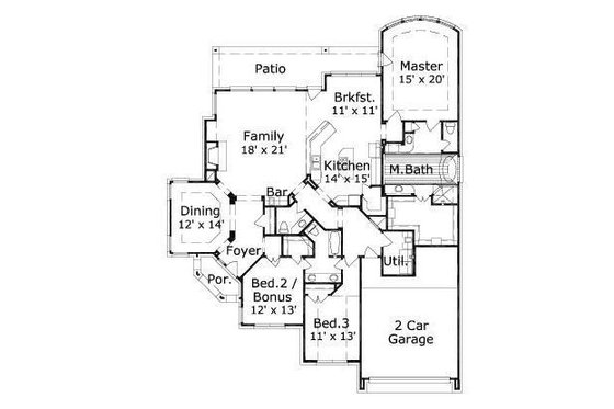 Floor Plan - Main Floor for European House Plan #411-441 - 5 bed, 4.5 bath