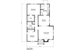 Main Level Floor Plan - 980 square foot Cottage