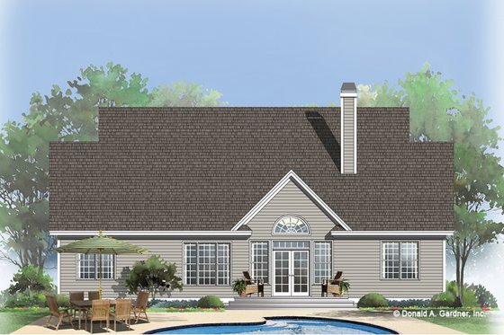 Exterior - Rear Elevation for Country House Plan #929-747 - 3 bed, 2 bath