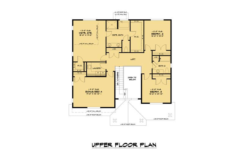 House Blueprint - Floor Plan - Upper Floor 3 for Craftsman House Plan #1066-152 - 4 bed, 3 bath