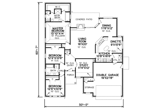 Floor Plan - Main Floor for Traditional House Plan #65-231 - 3 bed, 2 bath