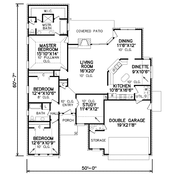 Traditional Style House Plan - 3 Beds 2 Baths 1898 Sq/Ft Plan #65-231 ...