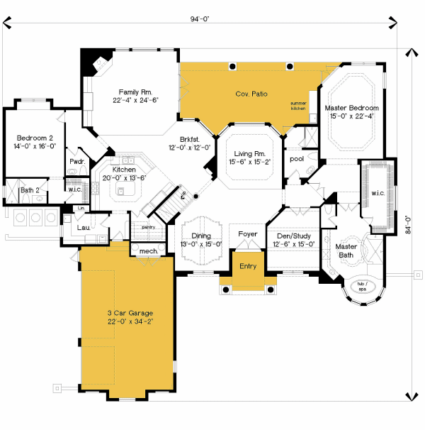 European Floor Plan - Main Floor Plan #135-189