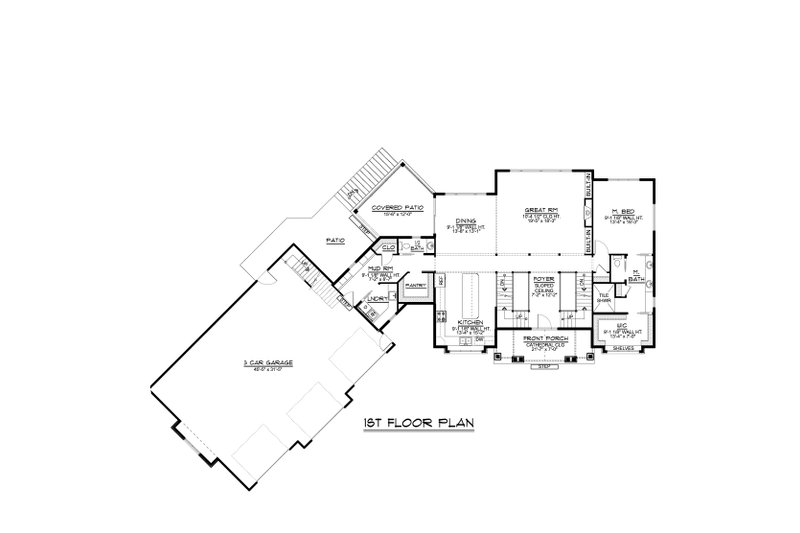 Architectural House Design - Floor Plan - Main Floor for Craftsman House Plan #1064-346 - 3 bed, 3.5 bath