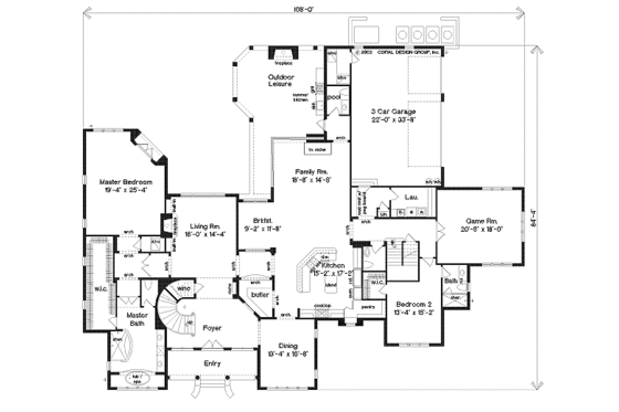 Floor Plan - Main Floor for Mediterranean House Plan #135-143 - 5 bed, 6.5 bath