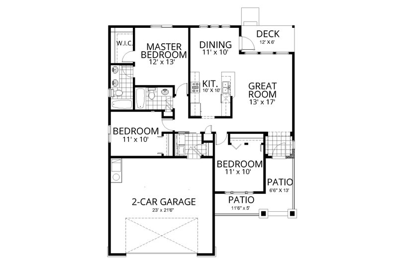 Home Plan - Floor Plan - Main Floor for Craftsman House Plan #112-234 - 3 bed, 2 bath