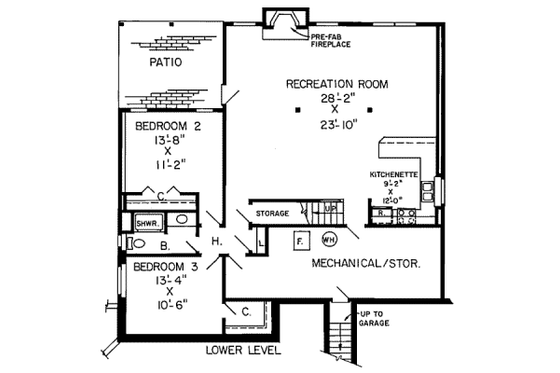 Floor Plan - Lower Floor for Traditional House Plan #312-177 - 3 bed, 2.5 bath