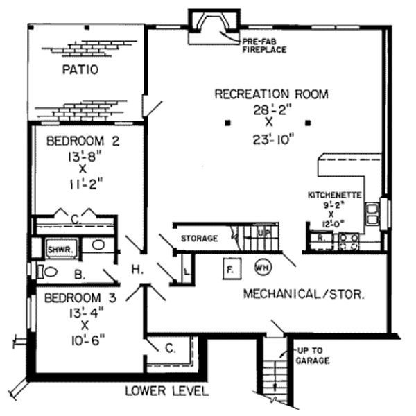 Floor Plan - Lower Floor for Traditional House Plan #312-177 - 3 bed, 2.5 bath