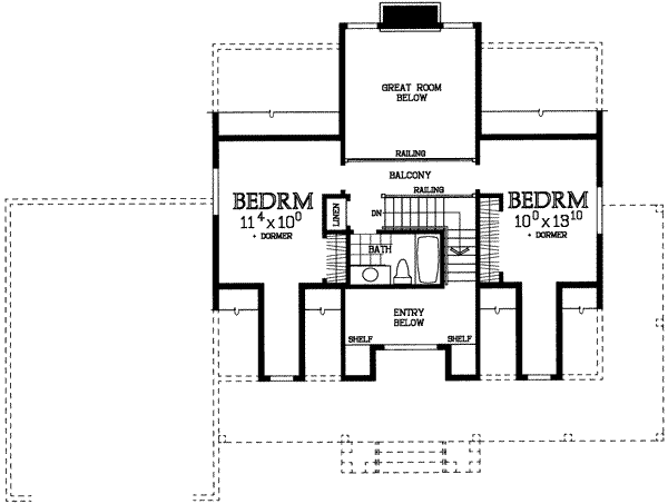 House Blueprint - Traditional Floor Plan - Upper Floor Plan #72-470