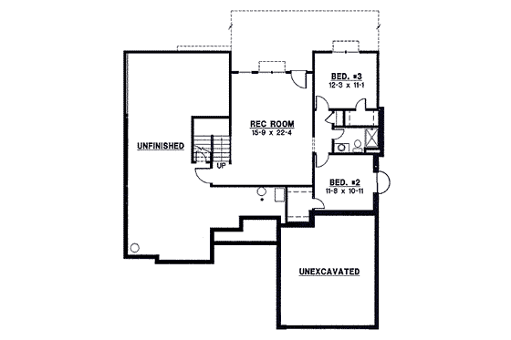 Floor Plan - Lower Floor for Traditional House Plan #67-841 - 4 bed, 3 bath