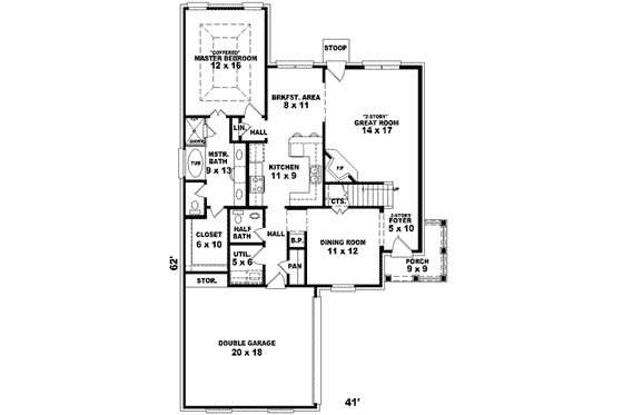 Floor Plan - Main Floor for European House Plan #81-714 - 3 bed, 2.5 bath