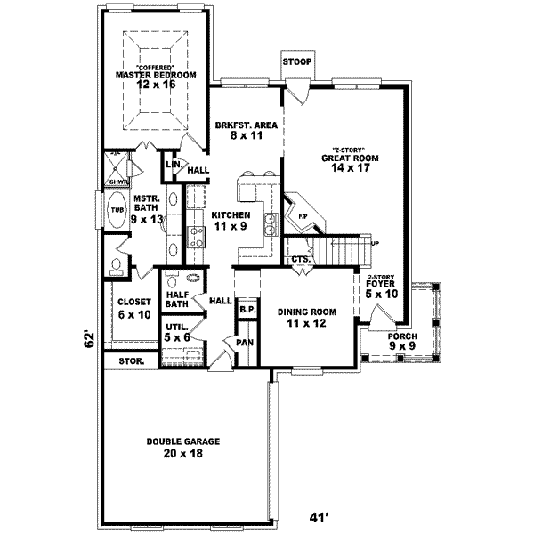 Floor Plan - Main Floor for European House Plan #81-714 - 3 bed, 2.5 bath