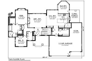 Floor Plan - Main Floor for Ranch House Plan #70-1198 - 2 bed, 2 bath