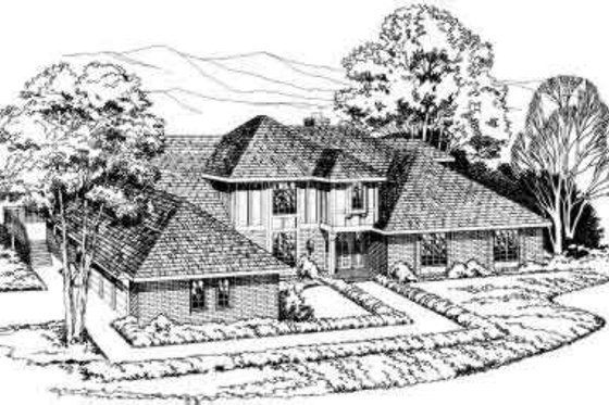 Exterior - Front Elevation for Traditional House Plan #312-235 - 4 bed, 5 bath