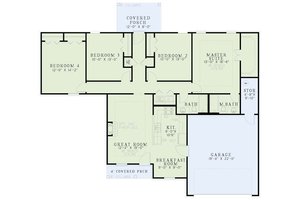 Floor Plan - Main Floor for Traditional House Plan #17-2511 - 4 bed, 2 bath