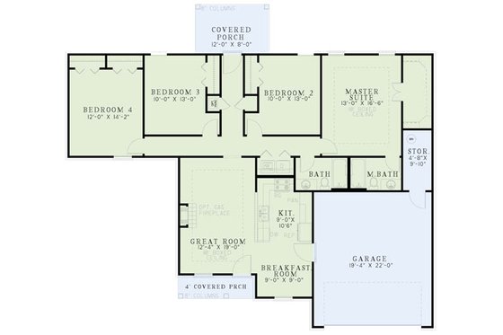 Floor Plan - Main Floor for Traditional House Plan #17-2511 - 4 bed, 2 bath