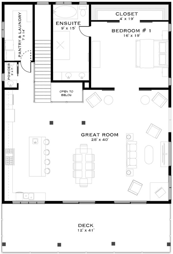 Farmhouse Floor Plan - Upper Floor Plan #1101-54