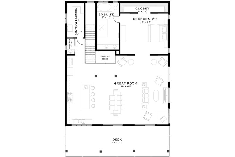 House Blueprint - Floor Plan - Upper Floor for Farmhouse House Plan #1101-54 - 3 bed, 3 bath