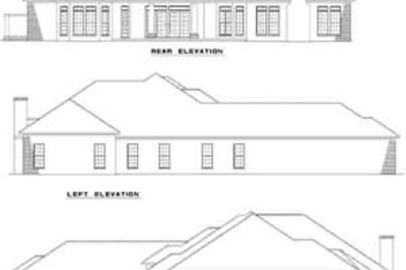 Architectural House Design - Exterior - Rear Elevation House Plan #17-1045 - 3 bed, 3 bath
