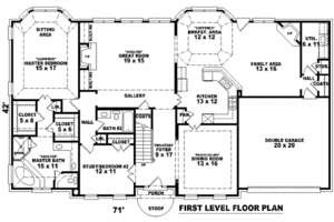 Floor Plan - Main Floor for Colonial House Plan #81-1201 - 3 bed, 4 bath