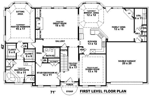 Colonial Floor Plan - Main Floor Plan #81-1201