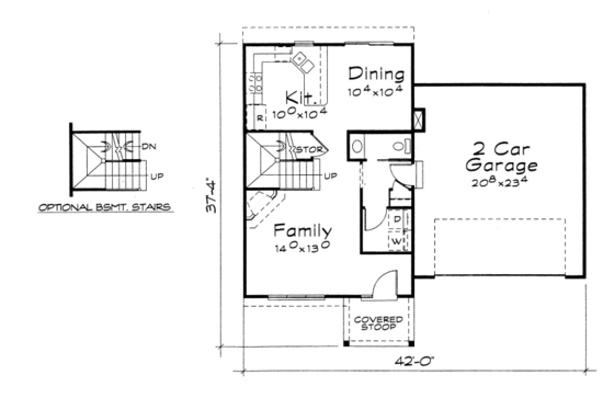 Floor Plan - Main Floor for Traditional House Plan #20-2103 - 3 bed, 2.5 bath