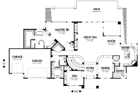Floor Plan - Main Floor for Contemporary House Plan #48-299 - 3 bed, 2.5 bath