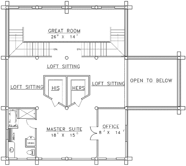 Log Floor Plan - Upper Floor Plan #117-125