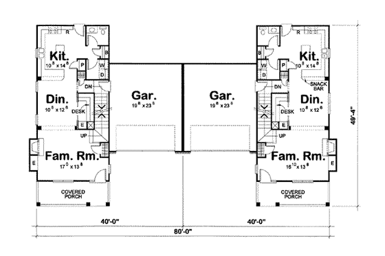 Floor Plan - Main Floor for Cottage House Plan #20-1348 - 3 bed, 2.5 bath