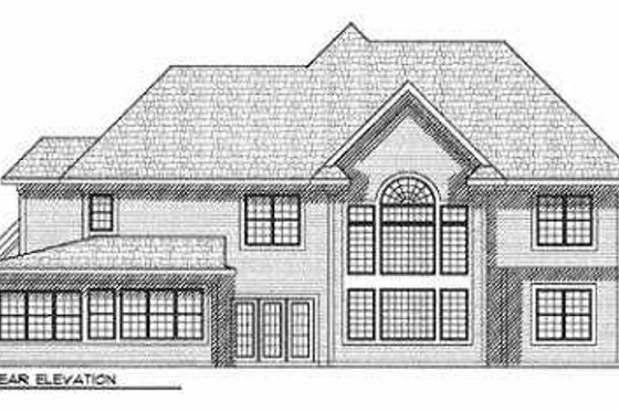 Exterior - Rear Elevation for Traditional House Plan #70-554 - 4 bed, 3.5 bath