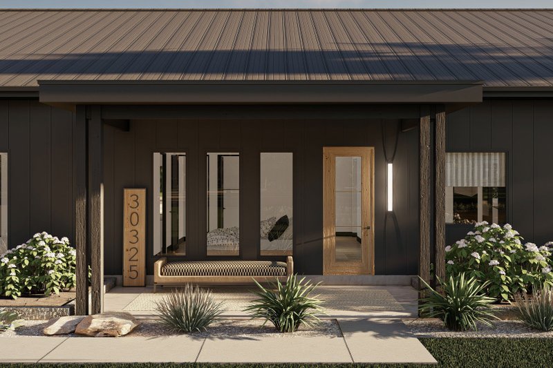 House Blueprint - Exterior - Covered Porch for Barndominium House Plan #455-612 - 3 bed, 2.5 bath